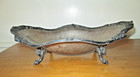 Vtg Sheridan Heavy Thick Ornate Silver Plate Footed Scalloped Oval Fruit Bowl