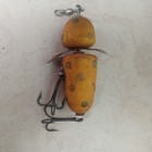 Vintage Pflueger Lure No 3750  Origina Lwood Finishing Yellow With Gold Spots   
