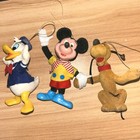 Vintage Walt Disney Production Flocked Character Christmas Ornaments Mickey