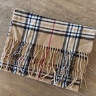 100  Cashmere Soft Warm Scarf Tan Nova Check Plaid Made In Scotland Fringe- read