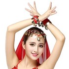 1pair Belly Dancing Wrist Ankle Cuff Bracelet Chiffon Gold Coin Belly Dance Acce