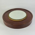 Antique Mirrored Plateau Gallery Tray Atop A Brass Inlaid Mahogany Platform