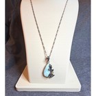 Vintage Sterling Silver Butterfly Amethyst Larimar Pendant Necklace Boho