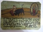 Vtg Hp Mexican Tin Retablo Virgen Guadalupe Heal Torero Bullfight Injury In 1939