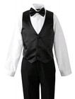 5 Piece Boys Tuxedo Set Black Solid Formal Wear Party Wedding Size 16 Free Sh