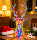 Iridescent Deer Head Decor Prismatic Reindeer Sculpture Led Light Up Animal