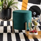 Glam Velvet Ottoman Gold Metal Legs Round Footstool Indoor Accent Furniture New