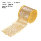 3pcs Chiffon Ribbon  1 1 2 x5 Yard Silk Ribbon  Gold Glitter Fabric Ribbon