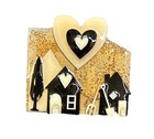 Vintage House By Lucinda  Brooch Pin Barn Pitch Fork  Jewelry Gold Sparkle