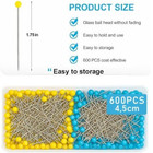 Sewing Pins 600 Pcs Straight Quilting Pins 1 75 In Glass Ball Head Pins For Fabr