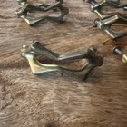 Antique Hardware Brass Atomic Mid Century Modern Mcm Drawer Pull 3    Centers - 8