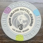 Rare Mgm Grand Hotel   Casino  3 Poker Chip Las Vegas Nevada