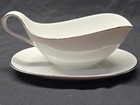 Vintage Crown Bavaria Gravy Boat With Attached Underplate Elegance Platinum Trim