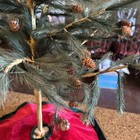 36     Feather Like Christmas Tree   Olive Green Tones W pinecones Preowned