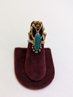 Vintage Turquoise Garnet Ring  90s Sterling Silver 18k Vermeil Multiple Sizes