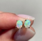 100  Original Fire Opal Oval Gemstone 925 Sterling Silver Women Stud Earrings