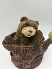 Folkmanis Plush Brown Bear In Tree Stump Hand Puppet Forest Animal Story Time