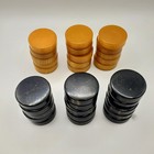 Vintage Crispoid Bakelite Backgammon Chips Set 30 Butterscotch   Black Swirl 1 5