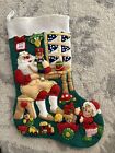 Christmas Stocking Felt Santa   s Workshop Bucilla 83200 Craft Elf Completed Santa