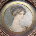 Antique 19th Century French Bronze Gilt Portrait Box Jewelry Casket-rare