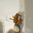 Vintage Carved Wood Mechanical Bottle Stopper Cork Moving Eyes Tongue Folk Art