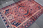 Vintage Hand Made Traditional Oriental Wool Pink Blue Large Rug 178x120cm