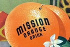 Vintage C  1950 Drink Mission Orange Fan Pull Sign Coca Cola Pepsi Orange Crush