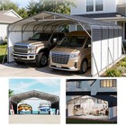 20x25 Ft Galvanized Metal Carport Shelter W led Light   Removable Pe Sidewalls