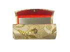 Gold Metallic Floral Print Lipstick Case Holder W  Mirror