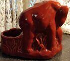 Momma  Elephant  Baby Planter 1959s Vtg Redish Burgundy  Ceramic
