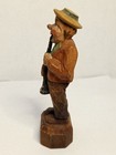 Vintage German Black Forest Hand Carved Man Playing An Oboe Wood Figurine 5 25 