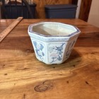 Vintage Chinese Blue   White Octogon Porcelain Planter Pot - Floral Design