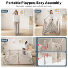 Baby Playpen Portable  Pre-assembled Play Pen 71x79 Large Foldable Playpen For B