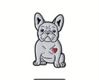 1    Enamel French Bulldog Pin Frenchie Dog Heart White Glossy Safety Back