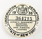 7 Vintage Fishing License   Club Buttons Ny Pa 1938 - 88