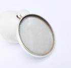 Large Pendant Blank Resin Bezel Silver Plated Epoxy Dry Flower Frame 50mm G37305