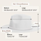 Kujuha Women Men Wide Brim Fedora Hat White red Large-x-large