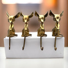 Vintage Set Of 4 Christmas Stocking Holder Long Ear Mouse Solid Brass Korea