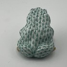 Herend Hungary Handpainted Green Fishnet Frog Porcelain Figurine Gold Feet