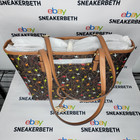 Michael Kors Jet Set Airplane Print Medium Carryall Tote Bag Brown