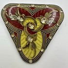 Catherine Popesco Vintage French Antique Revival Red Enamel Crystals Brooch Pin