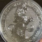 2021 Queens Beast White Lion Of Mortimer Uk 10 Oz  9999 Silver Coin Brokecapsule