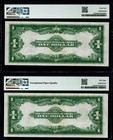  2  1923  1 Consecutive   Large Size Pmg Certified Silver Certificates 