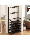 5 Tier Shoe Rack Storage Organizer Multi-functional Shelf Portable Home - Black