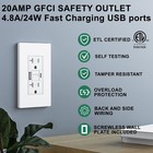 4pack 20amp Gfci Outlet With 4 8a 24w Type A   Type C Usb Charging Port Etl List