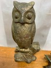 Antique Cast Iron Owl Be Wise Save Money Coin Bank Colonial Lady Figurine