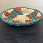African Woven Coiled Wall Basket Bowl 6 75    Handmade Boho Decor Rustic Tribal