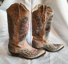 Corral Women s Heart Peace Angel Boots Us 7 5 Heart Wing Embroidery Tan A1976