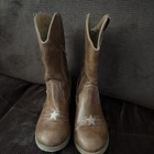 Llyp Girls Brown Leather Western Cowboy Boots Star Embroidery Zip Size 12