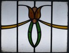 Pretty Floral Midsize Old English Leaded Stained Glass Window 23  X 17 5 
